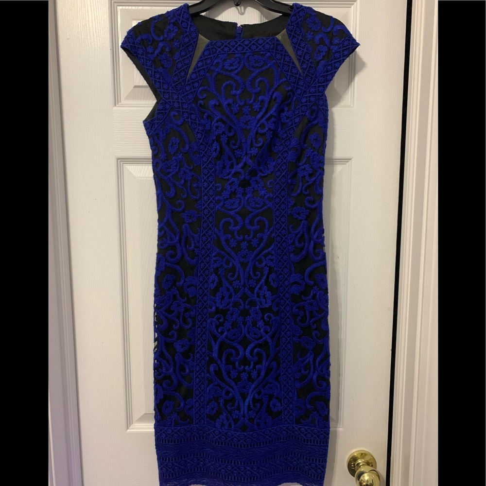 Tadashi Shoji royal blue embroidered dress